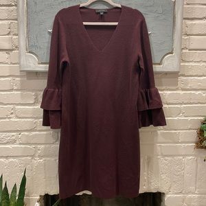 Ann Taylor Maroon Sweater Dress w/ 3/4 Sleeves L